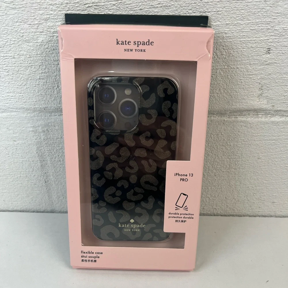 Kate Spade Black Glitter Gold IPhone 13 Pro Phone Case NIB